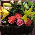 Floral Arrangement in a Wooden Box