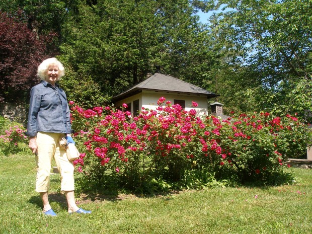 MaryAnne in the formal rose garden