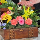 Floral Arrangement in an Antique Wooden Box